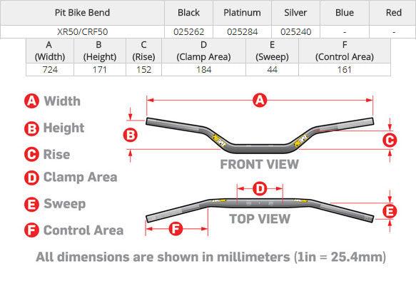 Pit Bike Handlebar Pro Taper Xr50 Se Bars ProTaper SE Handlebars